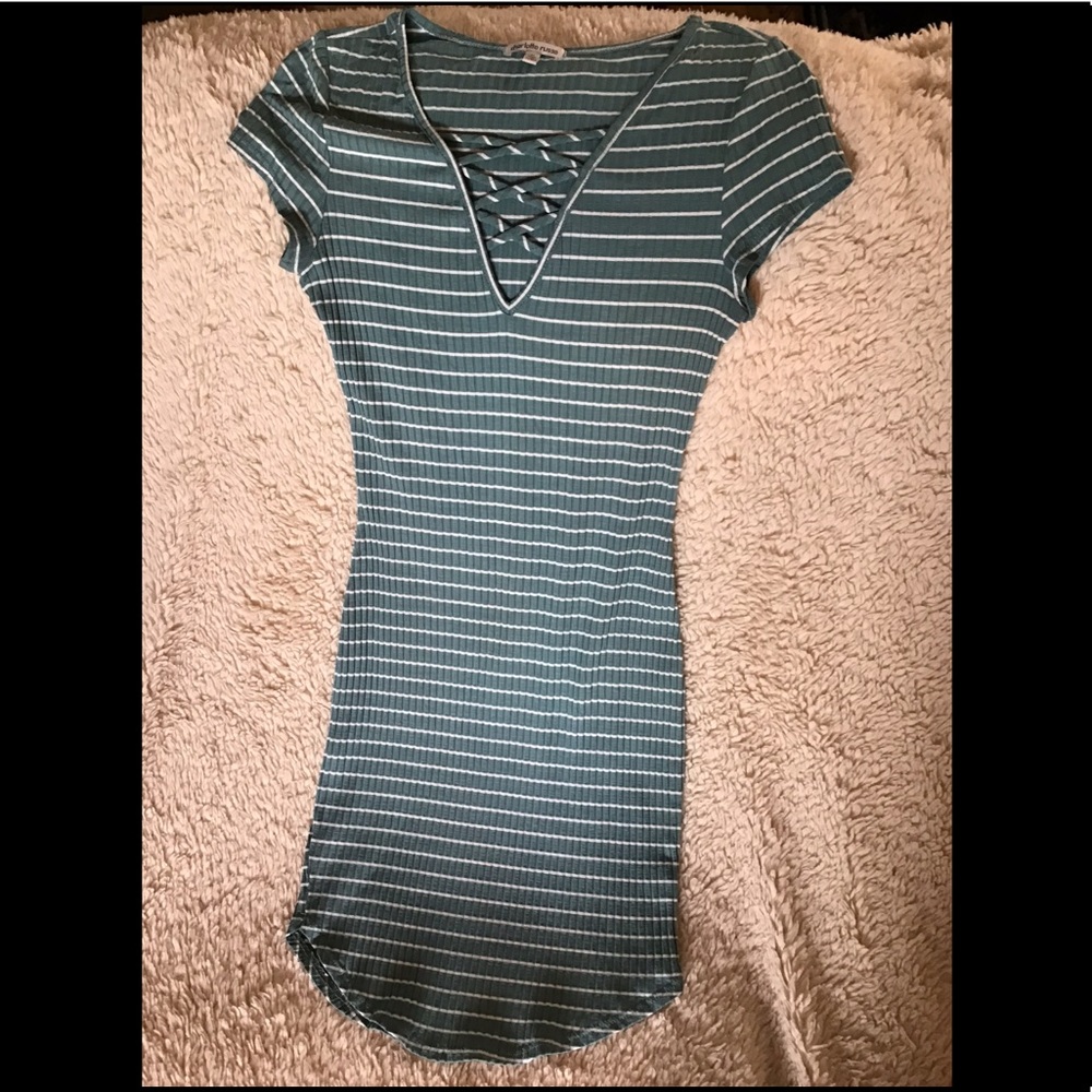 Blue with White Stripes Form Fitting Sundress